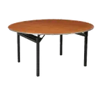 image of Forbes Industries 600-48DIA 48" Round Folding Table, 30"H, Plywood Top with Walnut Finish, Aluminum Edge