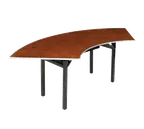 image of Forbes Industries 600-5X10A Serpentine Folding Table, Plywood Top with Walnut Stain & UV Polycoat, Aluminum Edge, Black Epoxy Finish