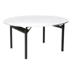 image of Forbes Industries 600-60SCA-PAD 600 Series Half-Round Folding Table, 30"H, 60" Dia, Padded Vinyl Top, Black Epoxy Powdercoat Legs