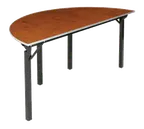 image of Forbes Industries 600-60SCA 600 Series Half-Round Folding Table, 60" Dia. x 30"H, Plywood Top with Walnut Stain & UV Polycoat, Aluminum Edge