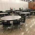 image of Forbes Industries 600-72DI-MX#-### Maxx Edge® Folding Table, Round, 72" dia. x 30"H, Laminate Surface, 3/4" Plywood Core