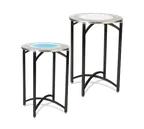 image of Forbes Industries 7034LED-42 EcoFlex Luxe Series 30" Round Folding Side Table with LED Light Strip, 42"H, Textured Black Steel Frame
