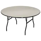 image of Forbes Industries ABS60RDBE-SWGL 60" Round Folding Table, ABS Plastic Surface, 30"H, 3/4" Plywood Frame, Heavy-Duty Steel Legs