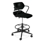 image of Forbes Industries AS005A13H## Acton Caster Base Task Stool with Arms, Plastic Back and Seat, Non-Upholstered