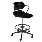 image of Forbes Industries AS005A14H## Acton Caster Base Task Stool with Arms, Plastic Back and Seat, Caster Base