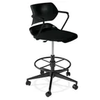 image of Forbes Industries AS015A12H## Acton Caster Base Task Stool, Plastic Back & Seat, Arms with Arm Caps, Caster Base
