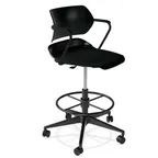 image of Forbes Industries AS015A14H## Acton Caster Base Task Stool, Plastic Back & Seat, Arms with Arm Caps, Soft Caster with Brake