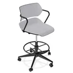 image of Forbes Industries AS105A13H## Acton® Upholstered Bar Stool with Arms, Caster Base, Upholstered Back and Seat
