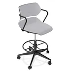 image of Forbes Industries AS105A14H## Acton® Upholstered Bar Stool with Arms, Caster Base, Soft Caster Brake