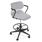image of Forbes Industries AS115A13H## Acton Task Stool, Upholstered Back & Seat, Arms with Arm Caps, Hard Caster Base