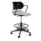 image of Forbes Industries ASP05A13H## Acton Caster Base Task Stool with Arms, Upholstered Seat, Plastic Back, Hard Casters