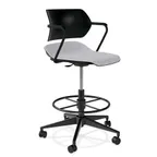 image of Forbes Industries ASP15A12H## Acton® Caster Base Task Stool, Upholstered Seat, Arms with Arm Caps, Plastic Back