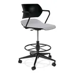 image of Forbes Industries ASP15A13H## Acton Task Stool, Upholstered Seat, Plastic Back, Arms with Arm Caps, Caster Base