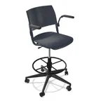 image of Forbes Industries FGF003 NIMA Swivel Base Stool with Arms, Plastic Back & Seat, Hard Caster