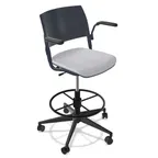 image of Forbes Industries FGF103 NIMA Swivel Bar Stool with Arms, Upholstered Seat, Plastic Back, Hard Caster