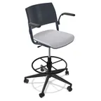 image of Forbes Industries FGF104 NIMA Swivel Bar Stool with Arms, Upholstered Seat, Plastic Back, Soft Caster with Brake