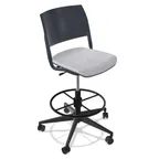 image of Forbes Industries FGF122 NIMA Swivel Base Armless Upholstered Bar Stool with Soft Caster, Plastic Back