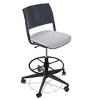 image of Forbes Industries FGF123 NIMA Swivel Base Armless Upholstered Bar Stool with Hard Caster, Plastic Back