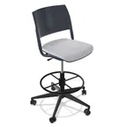 image of Forbes Industries FGF124 NIMA Swivel Base Stool, Upholstered Seat, Plastic Back, Armless, Soft Caster with Brake