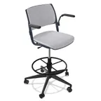 image of Forbes Industries FGF202###### 20" Upholstered Swivel Bar Stool with Arms, Soft Caster, NIMA Swivel Base