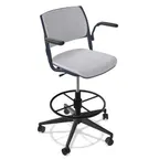 image of Forbes Industries FGF203 NIMA Upholstered Swivel Bar Stool with Arms, Hard Caster, Upholstered Back and Seat
