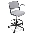 image of Forbes Industries FGF204 NIMA Upholstered Swivel Bar Stool with Arms, Soft Caster Brake