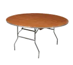 image of Forbes Industries HO30DI 30" Round Folding Table, Plywood Top, Walnut Finish, 30"H, Aluminum Edge