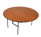 image of Forbes Industries LS3060RD-### Classic Laminate Series Round Folding Table, 60" Diameter, Laminate Surface, Black Vinyl Edge