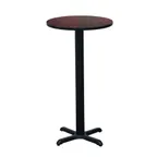 image of Hubert 32Q-079 CenPro Bar Height Table Set, 24" Round Table Top, 42" Height, Black/Cherry Finish, 4 Red Cross-Back Chairs