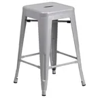 image of Flash Furniture CH-31320-24-SIL-GG Counter Height Backless Bar Stool, 500 lb. Weight Capacity, Silver Finish