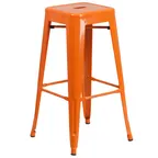 image of Flash Furniture CH-31320-30-OR-GG Backless Stacking Bar Stool, 500 lb, Orange, Galvanized Steel, Powder Coat Finish