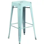 image of Flash Furniture ET-BT3503-30-DB-GG Backless Stacking Bar Stool, 500 lb, Galvanized Steel, Blue Green