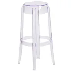image of Flash Furniture FH-118-APC2-GG Bar Stool, Backless, Polycarbonate, Transparent Crystal, Stacking, Footring, Outdoor