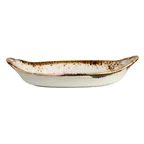 image of Steelite 11550318 - Oval White Ceramic Gratin Dish, 6.5 Oz, 8" x 4.5" x 1.6",Oven Safe 530°F - 24/Case