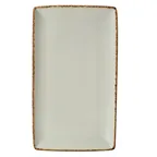 image of Steelite 17140556 Dapple Brown Rectangular Tray, 13" x 7.5" x 0.75", Ceramic, Oven Safe 530°F, 6/Case