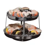 image of Steelite 5850JX01 2-Tier Round Seafood Stand, 9.0" Diameter, 18/10 Steel Metal, Made in USA