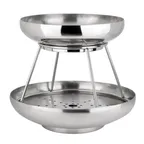 image of Steelite 5850JX62 - 2‑Tier Round Seafood Stand, 11.625" x 10.0" Silver Stainless Steel, Design