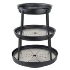 image of Steelite 5856JX00 3‑Tier Round Seafood Stand, 13"‑16" Height, Stainless Steel Base, Black Finish