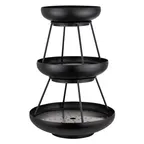 image of Steelite 5856JX61 3‑Tier Seafood Stand, 11.625" x 17" Black Metal, 18/10, Height 17‑20", USA Made