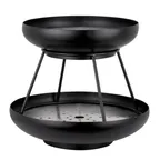 image of Steelite 5856JX62 2‑Tier Round Seafood Stand, 11.625" x 10.0" Black 18/10 Stainless, Made In USA