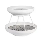 image of Steelite 5862JX62 2‑Tier Seafood Stand, 11.625" x 10.0" White Metal, 9"‑12", Steel Base, Silvers
