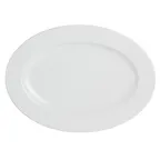 image of Steelite 61101ST0265 Oval China Plate, 9.25" Wide-Rim Porcelain, 500°F Safe, 36 Per Case