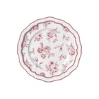 image of Steelite 62540FP812 Rim Plate, 9" Round Porcelain Dinner Plate, Maroon Scalloped Edge - 1 Dozen
