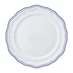 image of Steelite 62579FP811 - Rim Plate, 10.25" Double Line Blue Round Porcelain Scalloped Edge - 1 Dozen