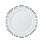 image of Steelite 62580FP812 - 9" Round Scalloped Edge Porcelain Plate in Double Line Green Folio, 1 Dozen