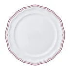 image of Steelite 62581FP811 - Plate, 10.25" Round Porcelain, Double Line Maroon Scalloped Edge - 1 Dozen