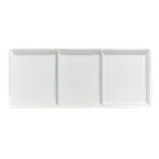 image of Steelite 6302P279 - 3‑Compartment Rectangular Porcelain Tray, 15.9" x 6.6" - 6/Case