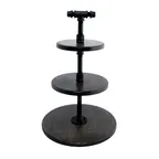 image of Steelite 6525T205 - 3‑Tier Round Buffet Stand, 20.75"×17‑20" Size, Metal Base, Ebony Finish - 1/Case