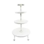 image of Steelite 6525T208 - 3‑Tier Round Display Stand, 14", 13‑16" Height, White Wood, Hand Wash - 1/Case