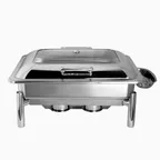 image of Steelite 7351MW100 Rect Chafing Dish Stand 8 Qt 22.5"x17"x11.75" 18/10 Stainless Induct Ready
